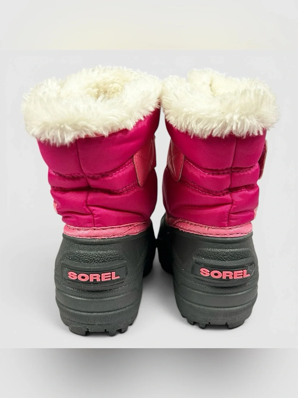 Sorel Toddler Snow Boots Pink & Black Faux Fur Winter Boots | Toddler Size 6